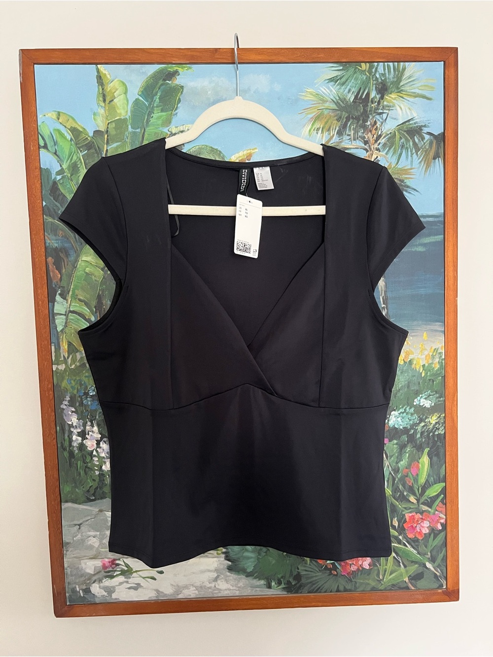 Classic Black V-Neck Cap Sleeve Top